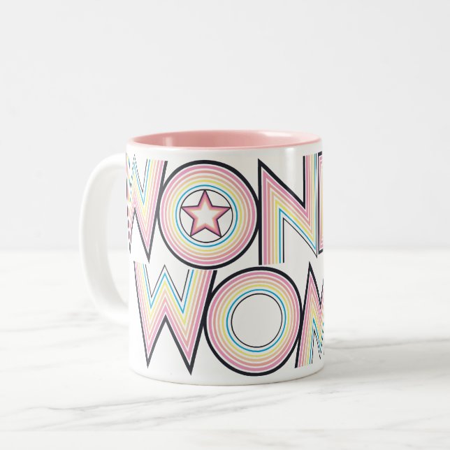 Wonder Woman Rainbow Logo Zweifarbige Tasse (Vorderseite Links)