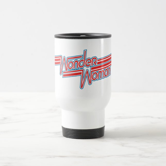Wonder Woman Red and Blue Strip Logo Reisebecher (Mittel)