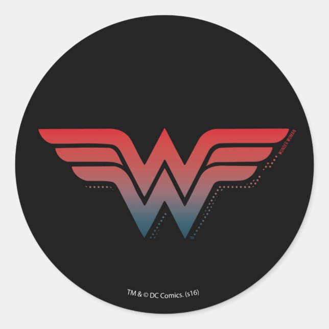 Wonder Woman Red Blue Gradient Logo Runder Aufkleber (Vorderseite)