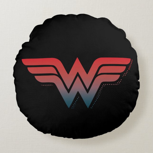 Wonder Woman Red Blue Gradient Logo Rundes Kissen