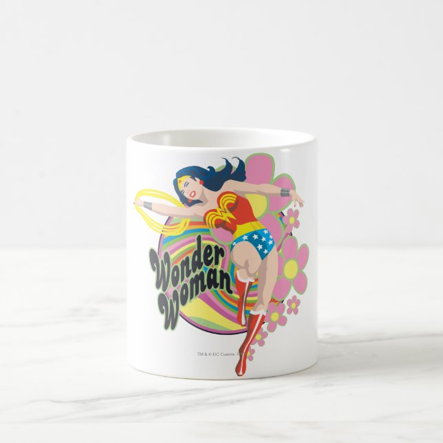 Wonder Woman Retro Blume Kaffeetasse (Mittel)
