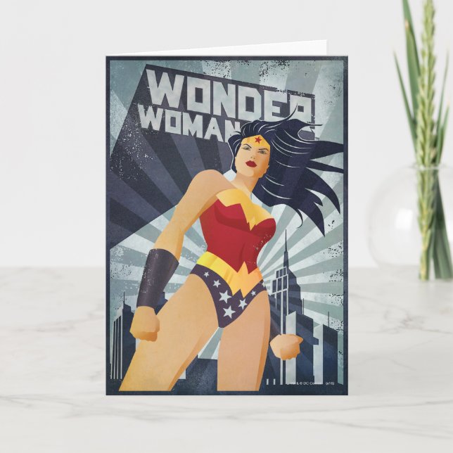 Wonder Woman Retro City Sunburst Karte (Vorderseite)