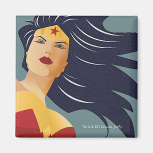 Wonder Woman Retro City Sunburst Magnet