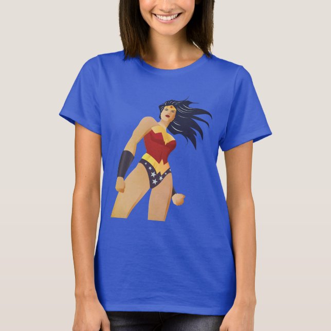Wonder Woman Retro City Sunburst T-Shirt (Vorderseite)