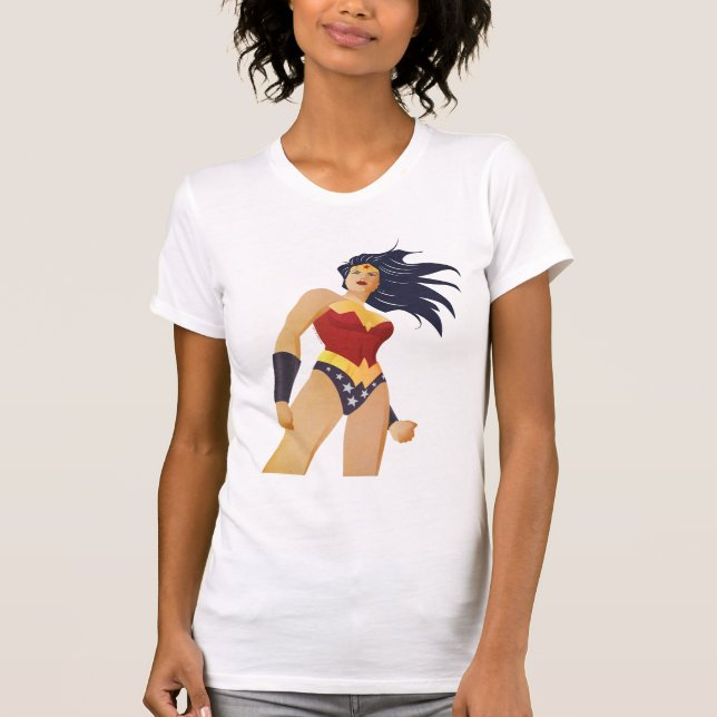 Wonder Woman Retro City Sunburst T-Shirt (Vorderseite)