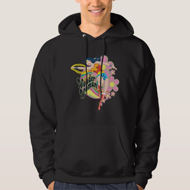 Wonder Woman Retro Flowers Hoodie (Vorderseite)