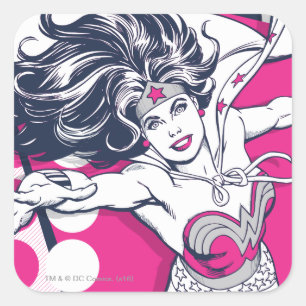 Wonder Woman Retro Glam Character Art Quadratischer Aufkleber
