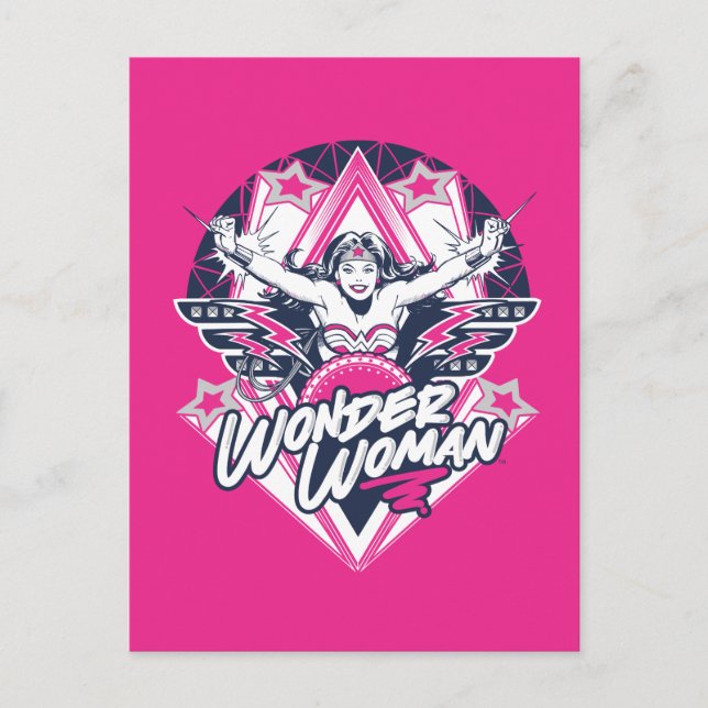 Wonder Woman Retro Glam Rock Graphic Postkarte (Vorderseite)