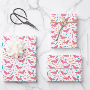 Wonder Woman Rosa Logo und Blitzmuster Geschenkpapier Set