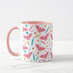 Wonder Woman Rosa Logo und Blitzmuster Tasse