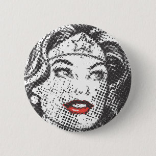 Wonder Woman Rote Lippen Button
