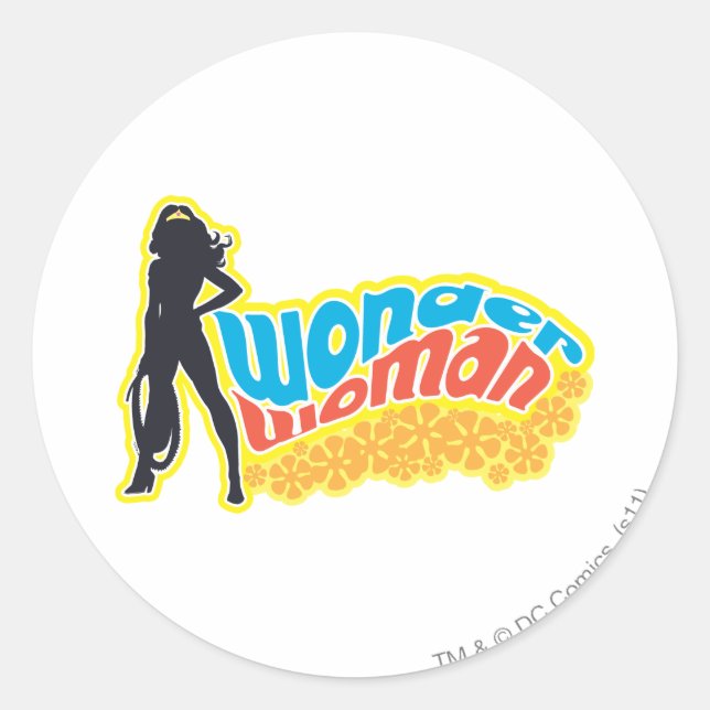 Wonder Woman Silhouette Runder Aufkleber (Vorderseite)