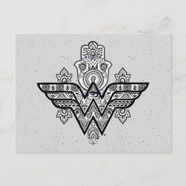 Wonder Woman Spiritual Paisley Hamsa Logo Postkarte (Vorderseite)