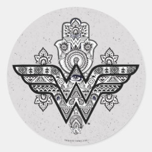Wonder Woman Spiritual Paisley Hamsa Logo Runder Aufkleber