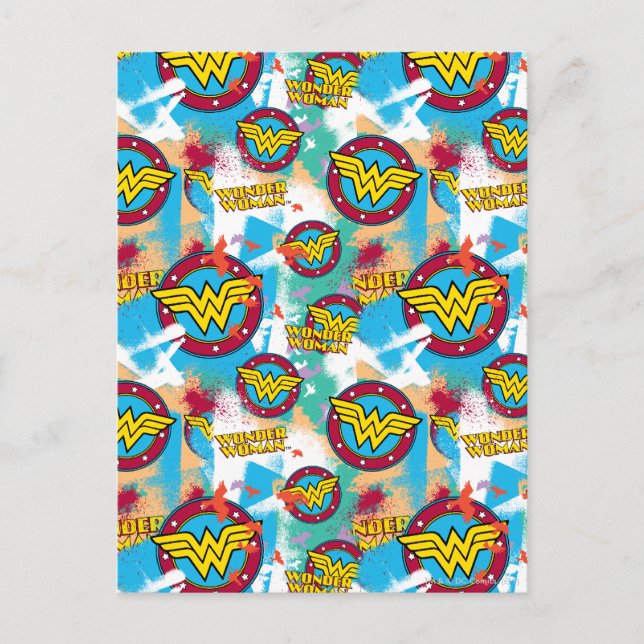 Wonder Woman Spray Paint Pattern Postkarte (Vorderseite)