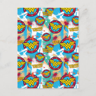 Wonder Woman Spray Paint Pattern Postkarte