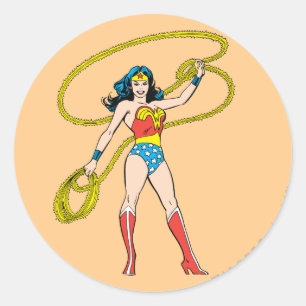 Wonder Woman Stehend mit Lasso Runder Aufkleber