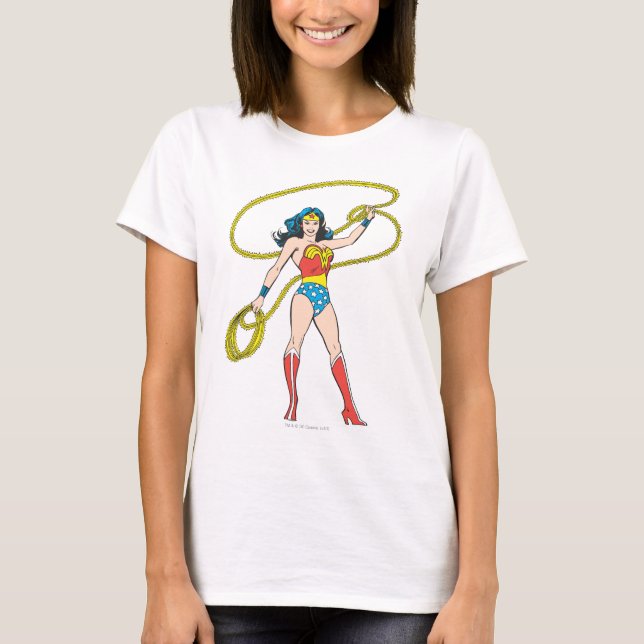 Wonder Woman Stehend mit Lasso T-Shirt (Vorderseite)