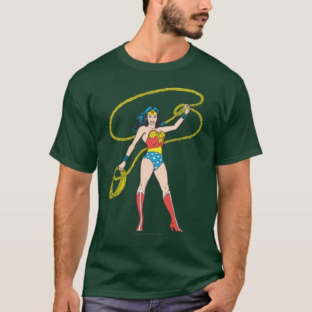 Wonder Woman Stehend mit Lasso T-Shirt (Vorderseite)