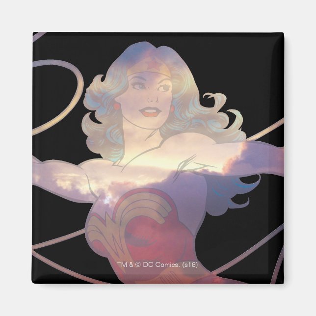 Wonder Woman Sunset Sky Silhouette Magnet (Vorne)
