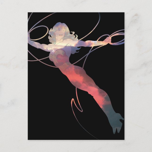 Wonder Woman Sunset Sky Silhouette Postkarte (Vorderseite)