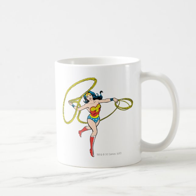 Wonder Woman Swinging Lasso Kaffeetasse (Rechts)