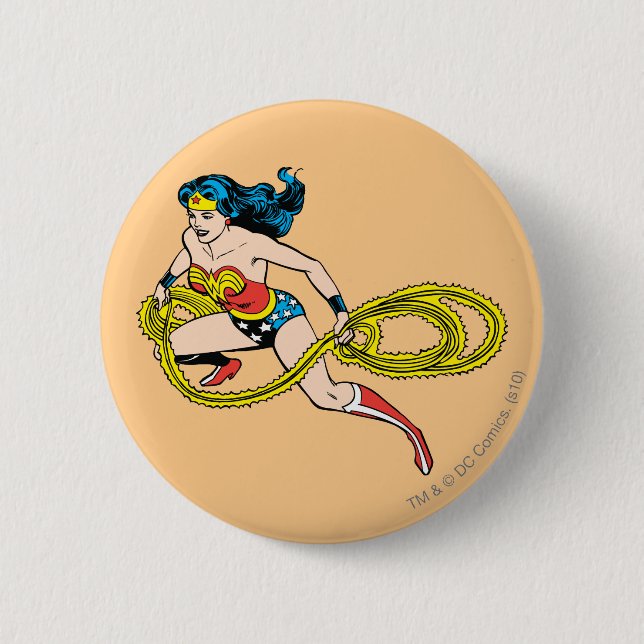Wonder Woman Swinging Lasso Links Button (Vorderseite)