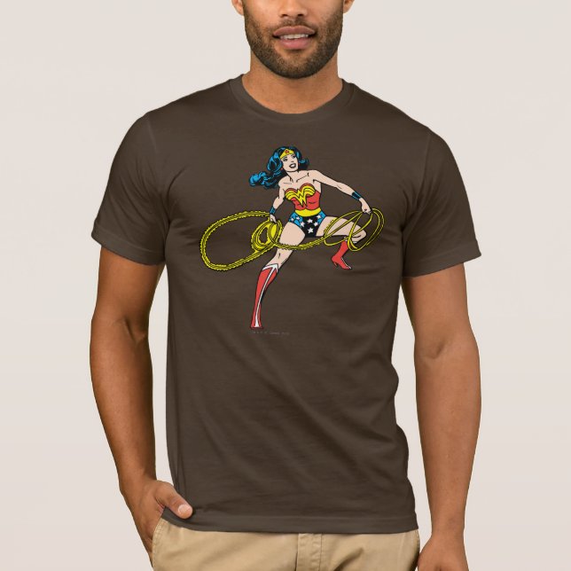Wonder Woman Swinging Lasso rechts T-Shirt (Vorderseite)