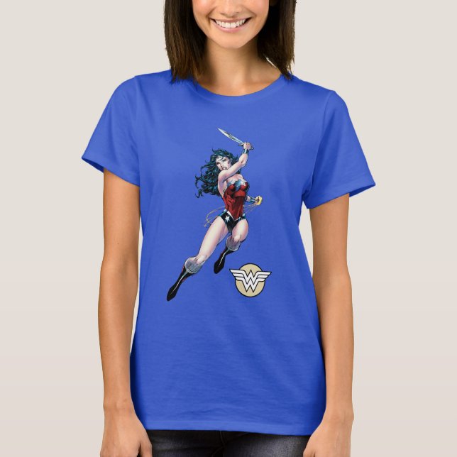 Wonder Woman Swinging Sword T-Shirt (Vorderseite)