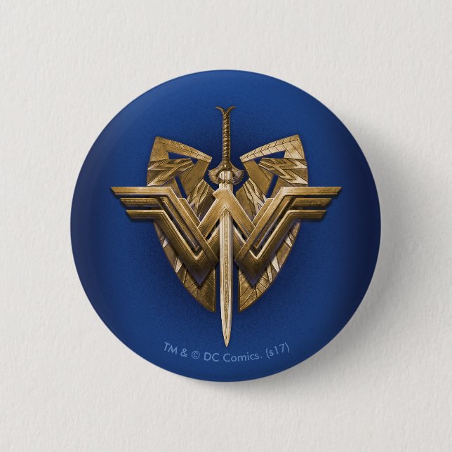 Wonder Woman Symbol mit Schwert der Gerechtigkeit Button (Vorderseite)