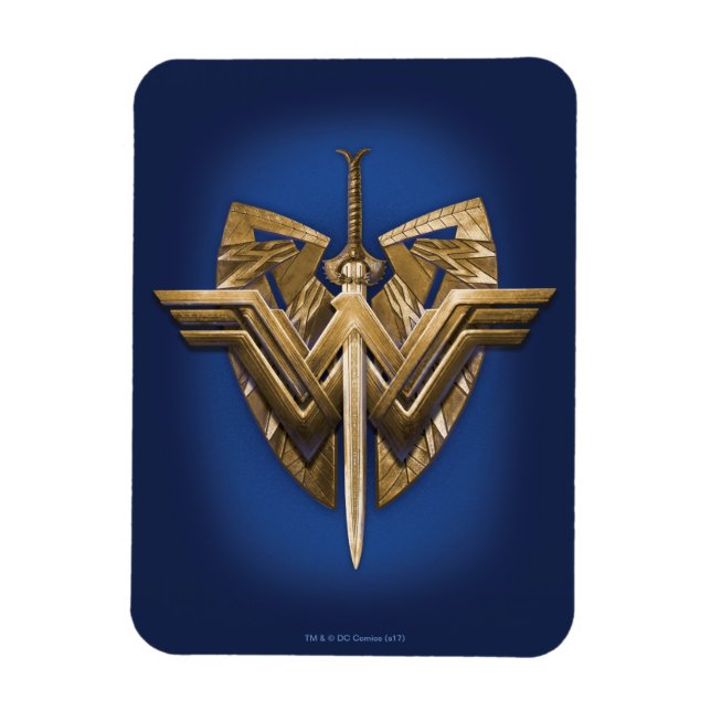 Wonder Woman Symbol mit Schwert der Gerechtigkeit Magnet (Vertikal)