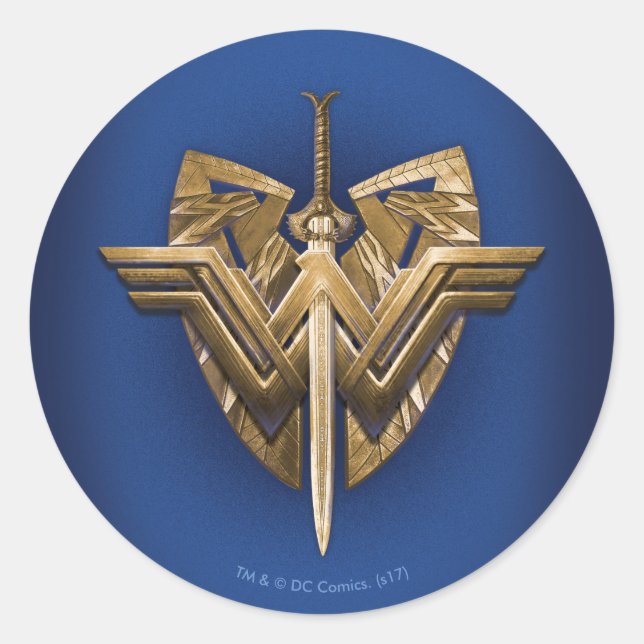 Wonder Woman Symbol mit Schwert der Gerechtigkeit Runder Aufkleber (Vorderseite)