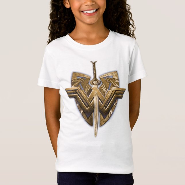 Wonder Woman Symbol mit Schwert der Gerechtigkeit T-Shirt (Vorderseite)