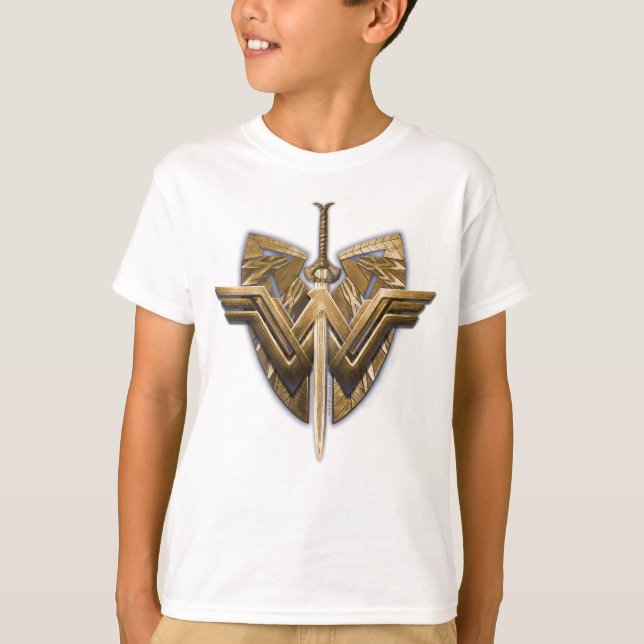 Wonder Woman Symbol mit Schwert der Gerechtigkeit T-Shirt (Vorderseite)