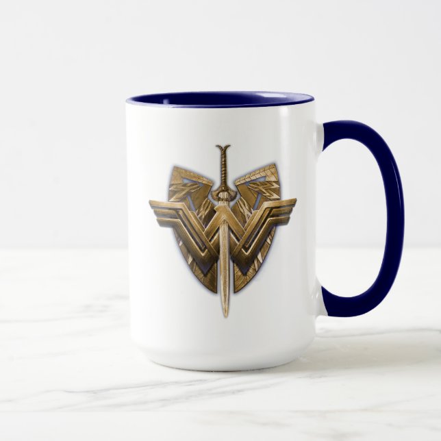 Wonder Woman Symbol mit Schwert der Gerechtigkeit Tasse (Rechts)