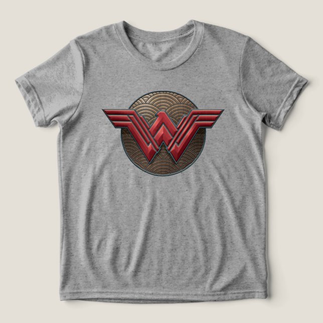 Wonder Woman Symbol Over Concentric Circles Tri-Blend Shirt (Design Vorderseite)