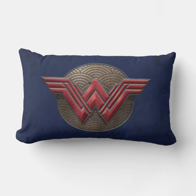Wonder Woman Symbol über konzentrische Kreise Lendenkissen (Vorderseite)