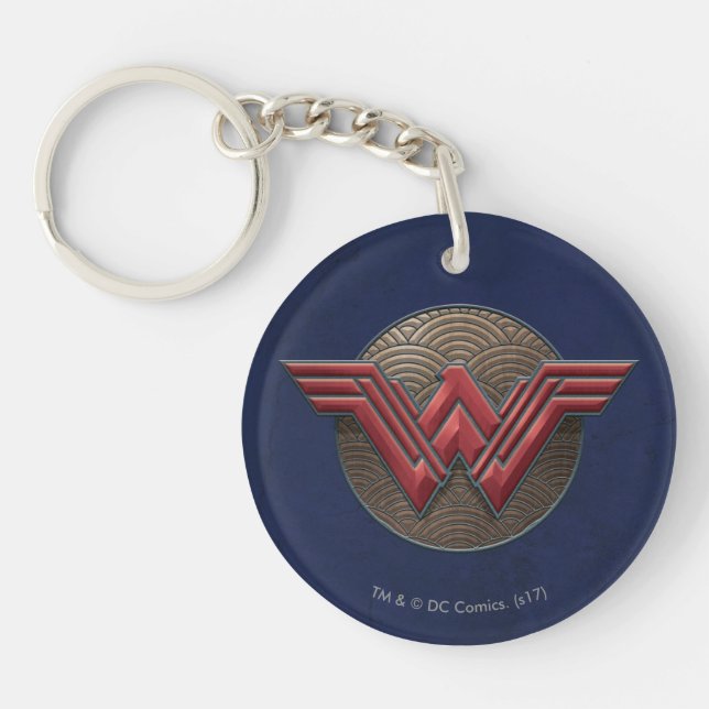 Wonder Woman Symbol über konzentrische Kreise Schlüsselanhänger (Vorderseite)