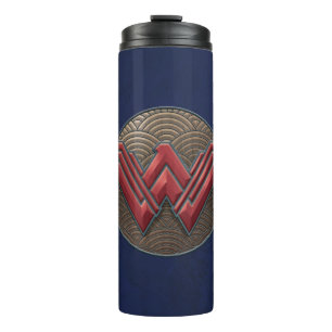 Wonder Woman Symbol über konzentrische Kreise Thermosbecher