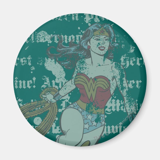 Wonder Woman Text Hintergrund Magnet (Vorne)