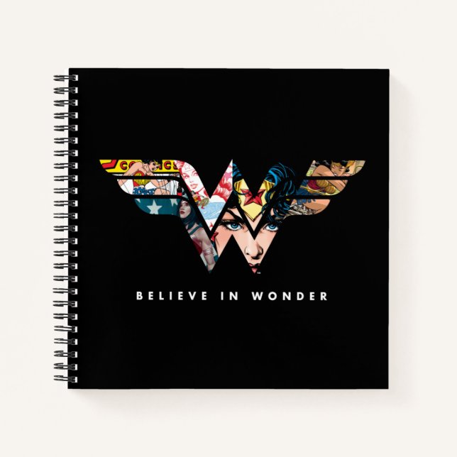 Wonder Woman "Think in Wonder" Collage Logo Notizbuch (Vorderseite)