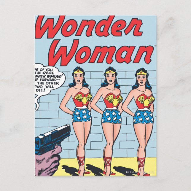 Wonder Woman Triple Identity Postkarte (Vorderseite)