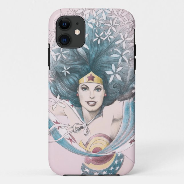 Wonder Woman und Blume Case-Mate iPhone Hülle (Rückseite)