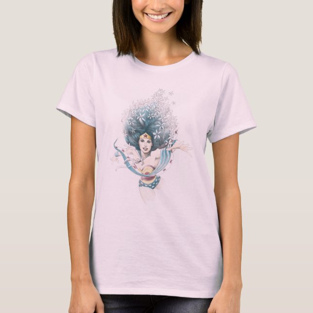 Wonder Woman und Blume T-Shirt (Vorderseite)