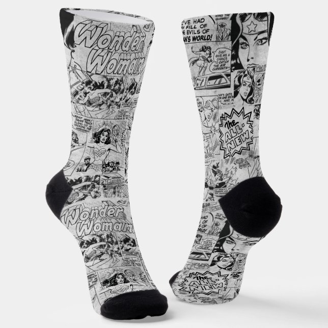 Wonder Woman Vintage Comic Muster Socken (Gewinkelt)