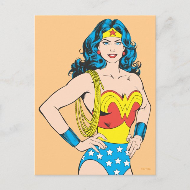 Wonder Woman | Vintage Pose mit Lasso Postkarte (Vorderseite)