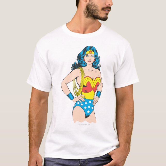 Wonder Woman | Vintage Pose mit Lasso T-Shirt (Vorderseite)