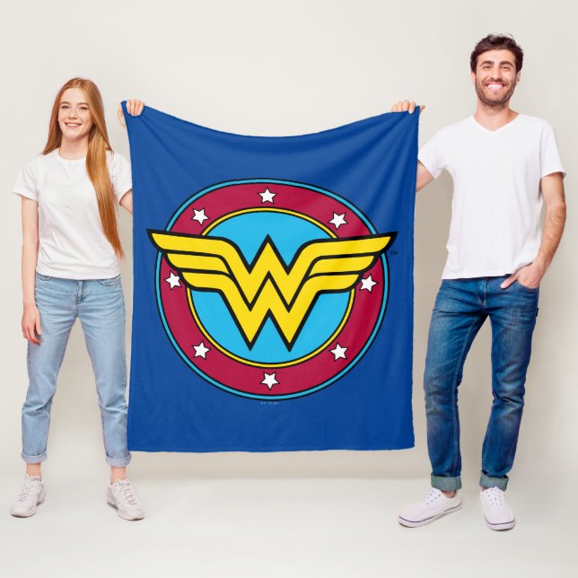 Wonder Woman | Vintages Circle & Stars Logo Fleecedecke (Beispiel)
