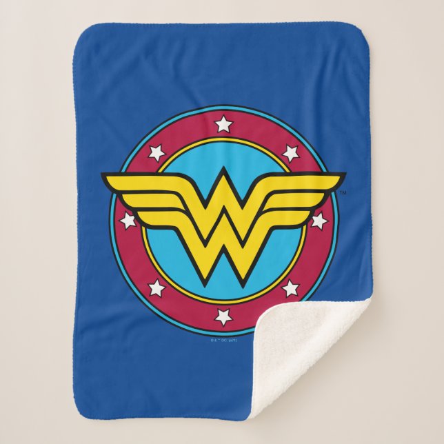 Wonder Woman | Vintages Circle & Stars Logo Sherpadecke (Vorderseite)
