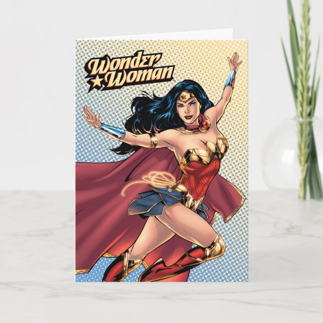 Wonder Woman Wearing Cape Karte (Vorderseite)